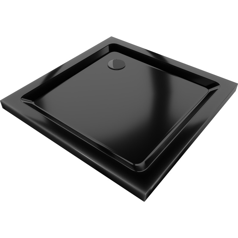 Mexen Flat receveur carré slim 100 x 100 cm, noir, siphon noir - 40701010B