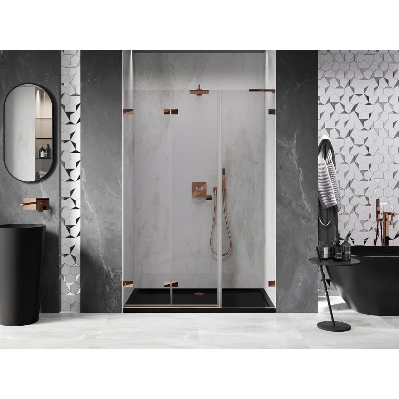 Mexen Lunar-F L porte de douche pliante gauche 110 cm, transparent, or rose - 836SL-110-050-60-00-L