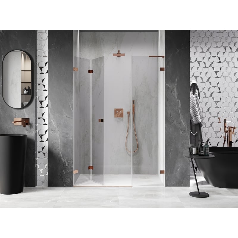 Mexen Lunar-F L porte de douche pliante gauche 110 cm, transparent, or rose - 836SL-110-050-60-00-L