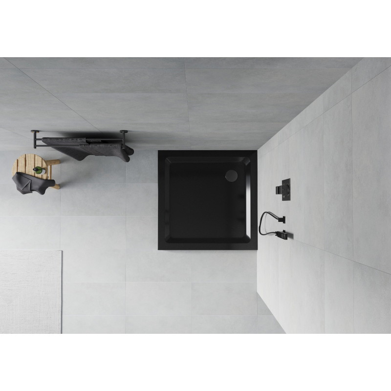 Mexen Flat receveur carré slim 100 x 100 cm, noir, siphon noir - 40701010B