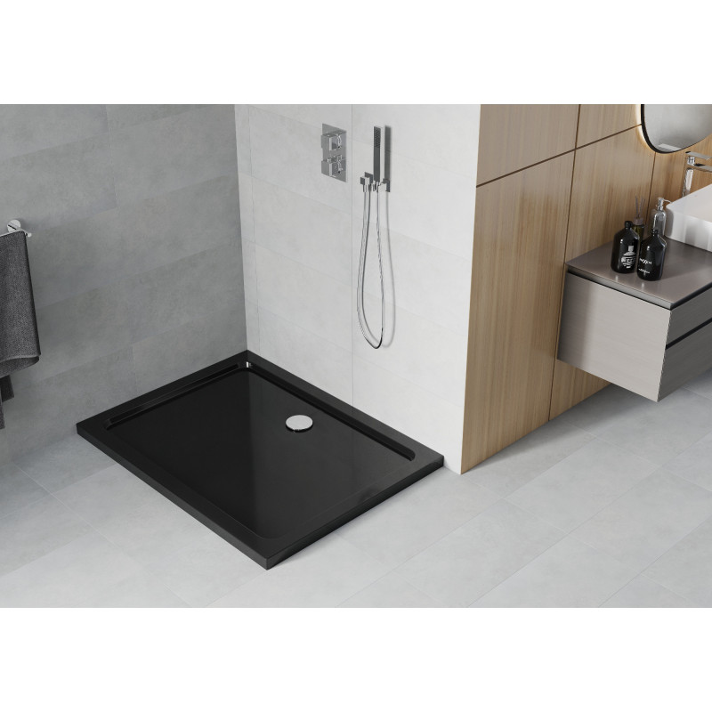 Mexen Flat receveur rectangulaire slim 120 x 100 cm, noir, siphon chromé - 40701012