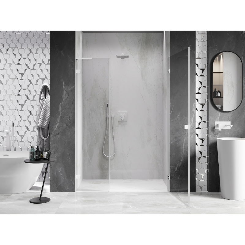 Mexen Lunar-B L porte de douche pivotante droite 115 cm, transparent, blanc - 832SL-115-050-20-00-P