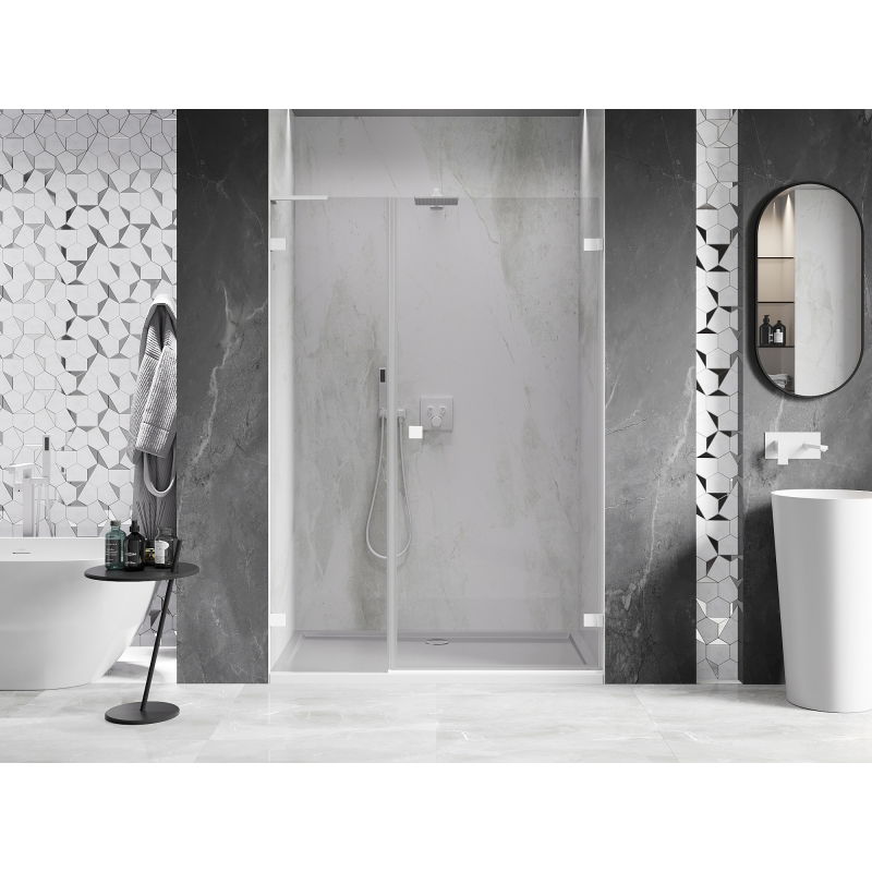 Mexen Lunar-B L porte de douche pivotante droite 115 cm, transparent, blanc - 832SL-115-050-20-00-P
