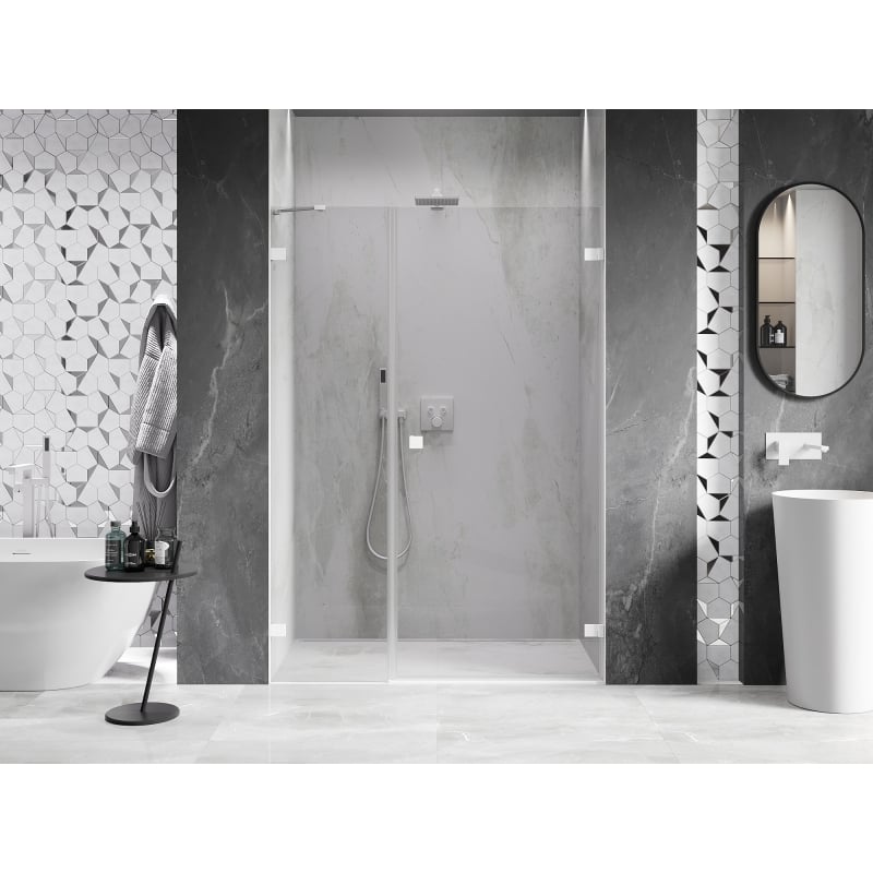 Mexen Lunar-B porte de douche battante droite 125 cm, transparent, blanc - 832S-125-050-20-00-P
