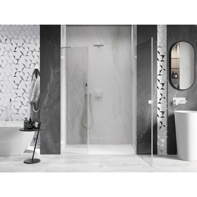 Mexen Lunar-B porte de douche pivotante droite 135 cm, transparent, blanc - 832S-135-050-20-00-P