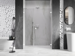Mexen Lunar-B porte de douche pivotante droite 135 cm, transparent, blanc - 832S-135-050-20-00-P