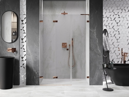 Mexen Lunar-F L portes de douche pliantes gauche 115 cm, transparent, or rose - 836SL-115-050-60-00-L