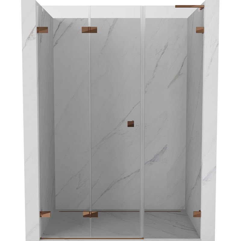 Mexen Lunar-F L porte de douche pliante gauche 135 cm, transparent, or rose - 836SL-135-050-60-00-L