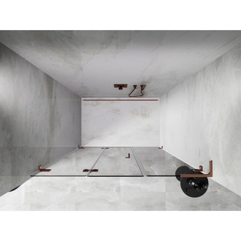 Mexen Lunar-F L porte de douche pliante gauche 140 cm, transparent, or rose - 836SL-140-050-60-00-L