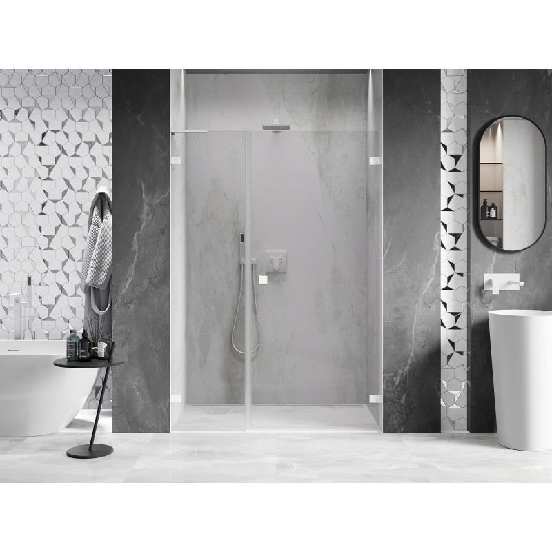 Mexen Lunar-B L porte de douche pivotante droite 130 cm, transparent, blanc - 832SL-130-050-20-00-P