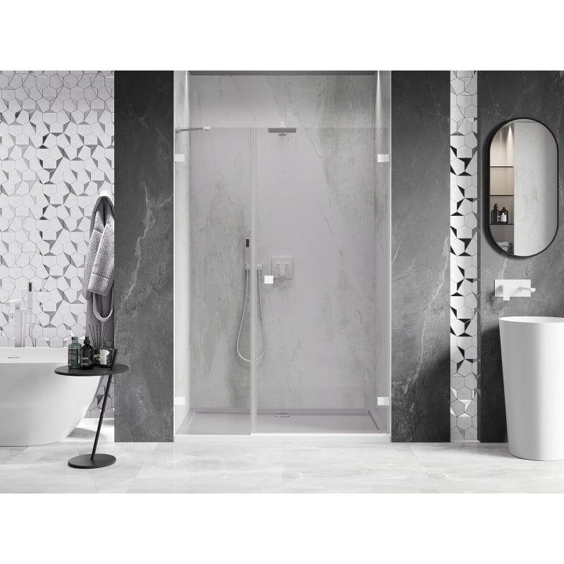 Mexen Lunar-B porte de douche pivotante droite 145 cm, transparent, blanc - 832S-145-050-20-00-P