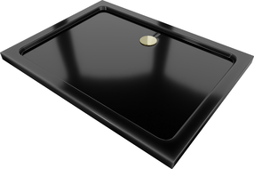 Mexen Flat receveur de douche rectangulaire slim 140 x 100 cm, Noir, siphon Or - 40701014G