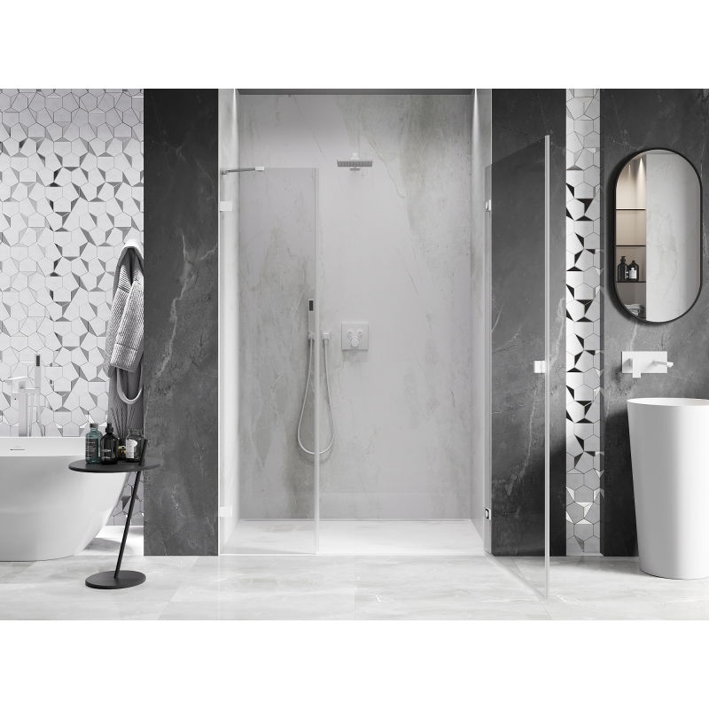 Mexen Lunar-B porte de douche battante droite 150 cm, transparent, blanc - 832S-150-050-20-00-P
