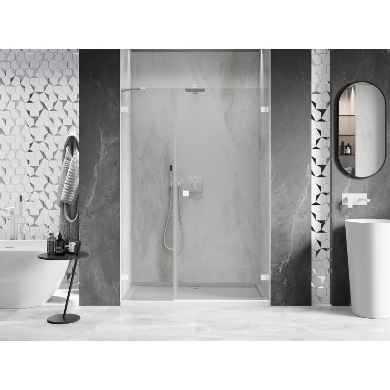 Mexen Lunar-B porte de douche battante droite 150 cm, transparent, blanc - 832S-150-050-20-00-P