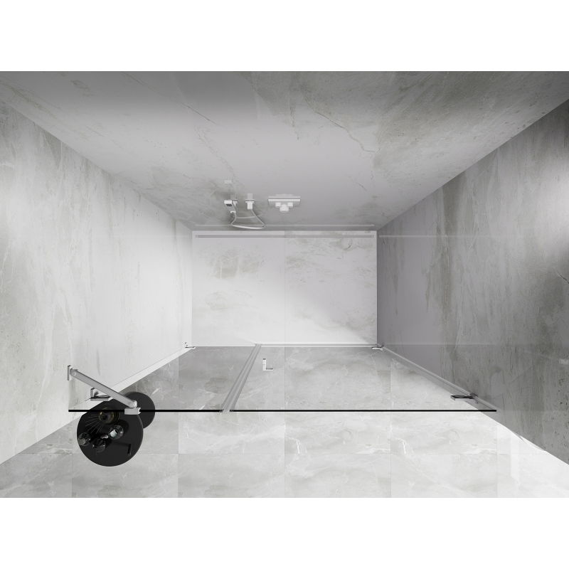 Mexen Lunar-B porte de douche battante droite 150 cm, transparent, blanc - 832S-150-050-20-00-P