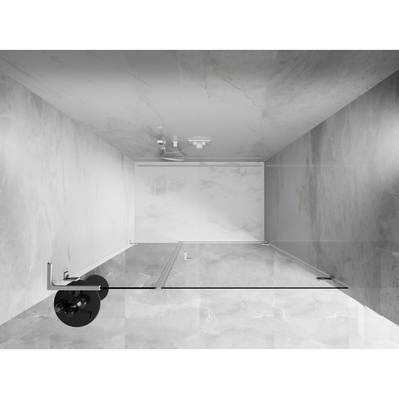 Mexen Lunar-B L porte de douche battante droite 150 cm, transparent, blanc - 832SL-150-050-20-00-P
