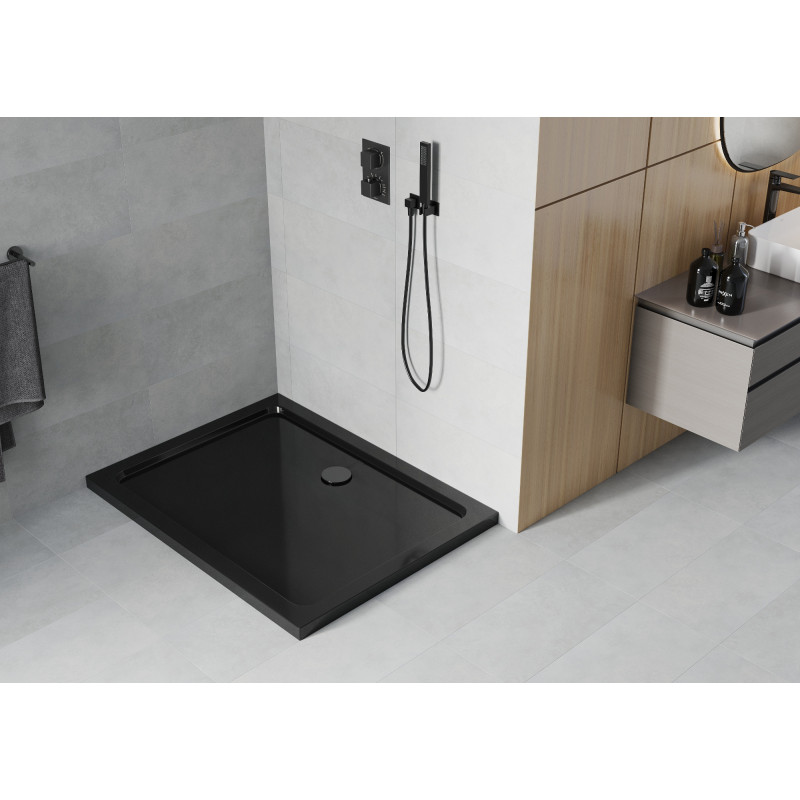 Mexen Flat receveur rectangulaire slim 140 x 100 cm, noir, siphon noir - 40701014B