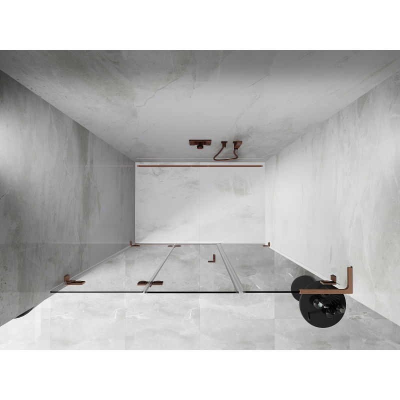 Mexen Lunar-F L porte de douche pliante gauche 130 cm, transparent, cuivre brossé - 836SL-130-050-65-00-L
