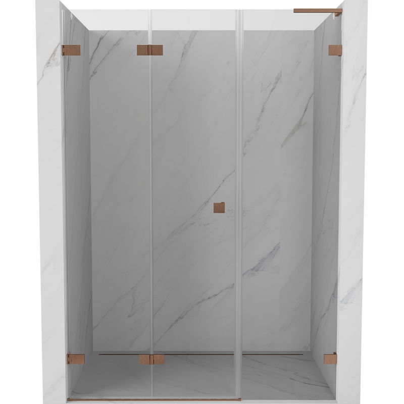 Mexen Lunar-F L porte de douche pliante gauche 140 cm, transparent, cuivre brossé - 836SL-140-050-65-00-L