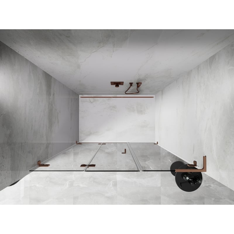 Mexen Lunar-F L porte de douche pliante gauche 145 cm, transparent, cuivre brossé - 836SL-145-050-65-00-L