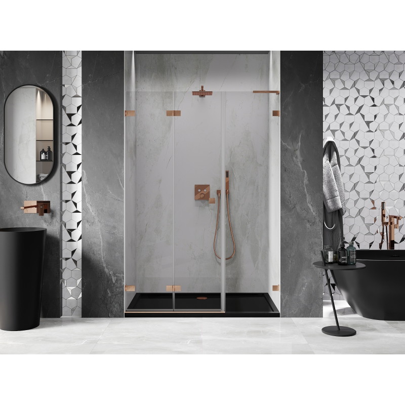 Mexen Lunar-F L porte de douche pliante gauche 150 cm, transparent, cuivre brossé - 836SL-150-050-65-00-L