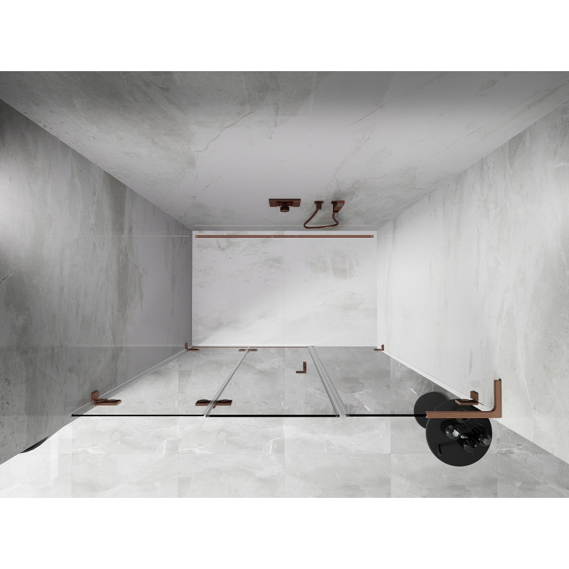 Mexen Lunar-F L porte de douche pliante gauche 150 cm, transparent, cuivre brossé - 836SL-150-050-65-00-L