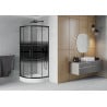 Mexen Rio cabine de douche semi-circulaire 70 x 70 cm, rayures noires, noire + receveur, blanc - 863-070-070-70-20-4710