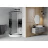 Mexen Rio cabine de douche semi-circulaire 90 x 90 cm, bandes noires, noir + receveur Rio, blanc - 863-090-090-70-20-4710