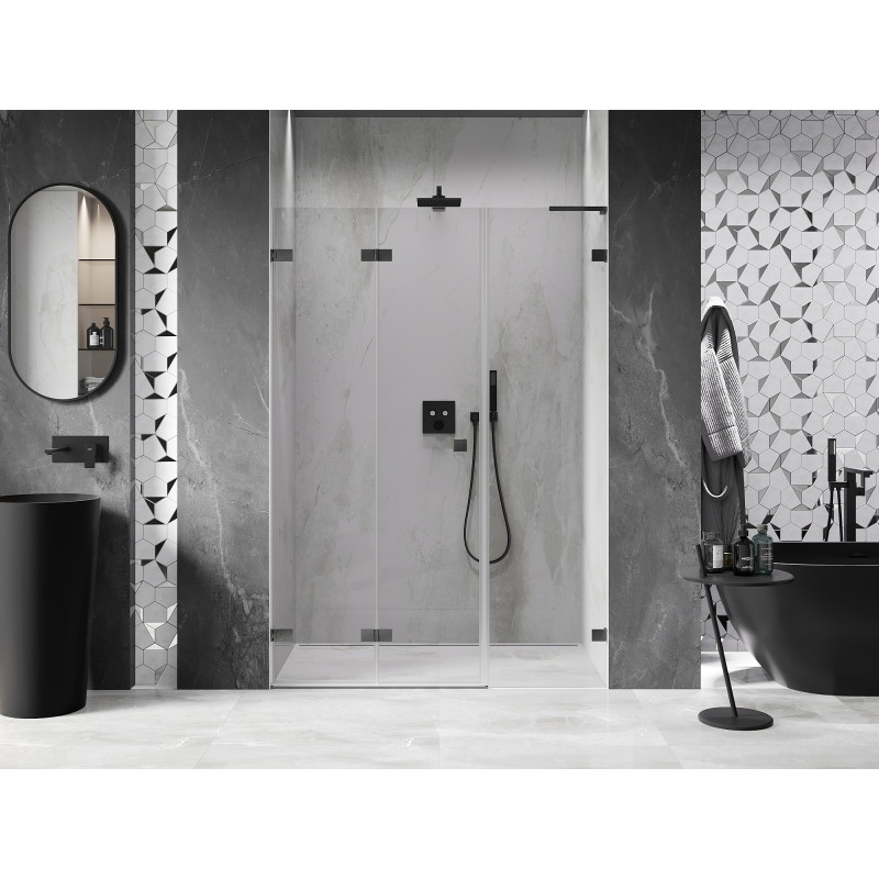Mexen Lunar-F L porte de douche pliante gauche 130 cm, transparent, gris arme brossé - 836SL-130-050-66-00-L