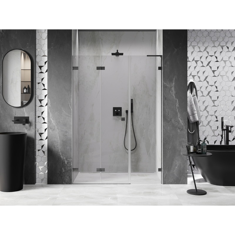 Mexen Lunar-F L porte de douche pliante gauche 135 cm, transparent, gris canon brossé - 836SL-135-050-66-00-L