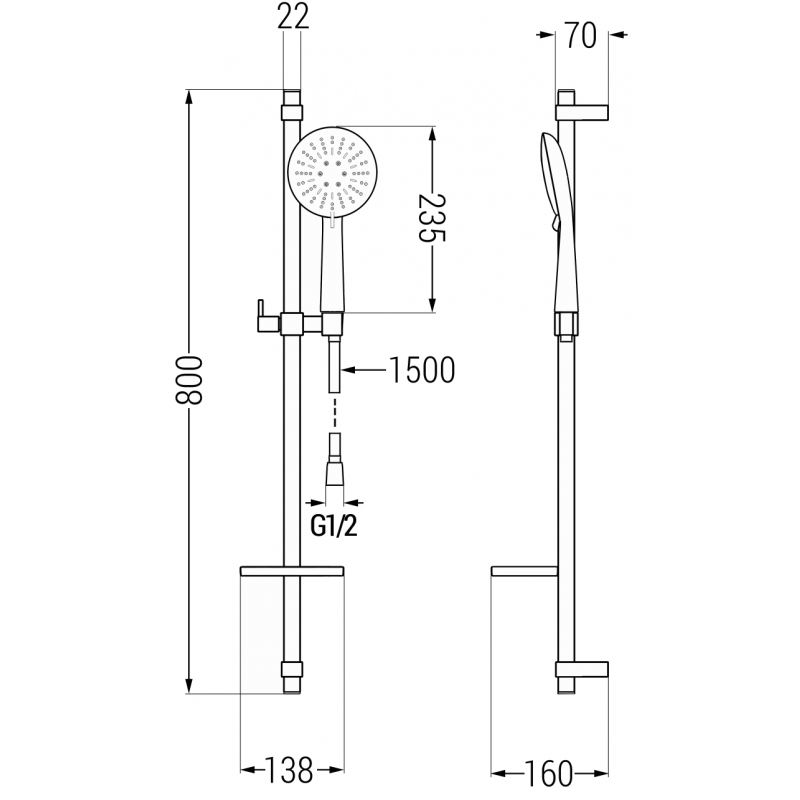 Mexen DQ67 ensemble de douche coulissant, chromé - 785674581-00