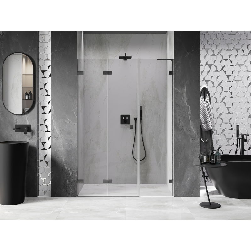Mexen Lunar-F L porte de douche pliante gauche 140 cm, transparent, gris canon brossé - 836SL-140-050-66-00-L