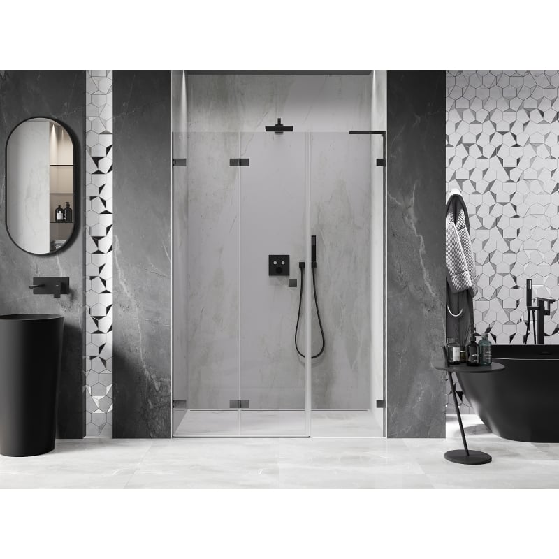 Mexen Lunar-F L porte de douche pliante gauche 145 cm, transparent, gris arme brossé - 836SL-145-050-66-00-L