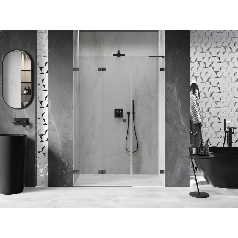 Mexen Lunar-F L porte de douche pliante gauche 145 cm, transparent, gris arme brossé - 836SL-145-050-66-00-L