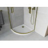 Mexen Rio cabine de douche demi-circulaire 90 x 90 cm, transparent, doré + receveur Flat, blanc - 863-090-090-50-00-4110G