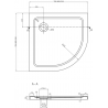 Mexen Rio cabine de douche semi-circulaire 80 x 80 cm, bandes blanches, or + bac Flat, blanc - 863-080-080-50-20-4110G
