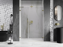 Mexen Lunar-B L porte de douche pivotante droite 135 cm, transparent, dorée - 832SL-135-050-50-00-P