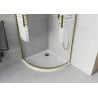 Mexen Rio cabine de douche semi-circulaire 80 x 80 cm, bandes blanches, or + bac Flat, blanc - 863-080-080-50-20-4110G