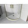 Mexen Rio cabine de douche semi-circulaire 80 x 80 cm, bandes blanches, or + bac Flat, blanc - 863-080-080-50-20-4110G