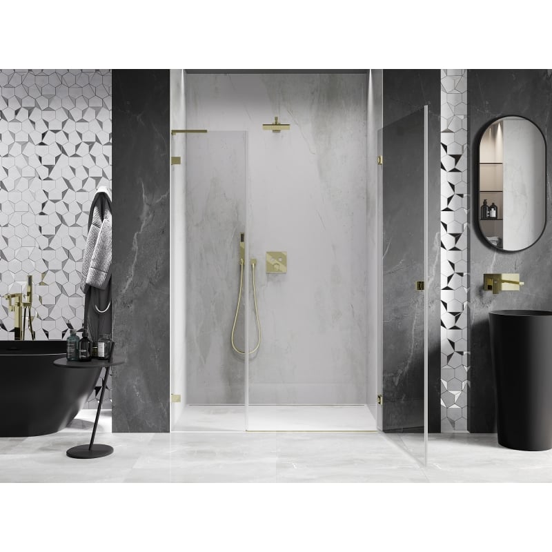 Mexen Lunar-B L porte de douche pivotante droite 145 cm, transparent, doré - 832SL-145-050-50-00-P