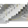 Cabine de douche Mexen Rio semi-circulaire 90 x 90 cm, rayures, dorée + receveur Flat, blanc - 863-090-090-50-20-4110G