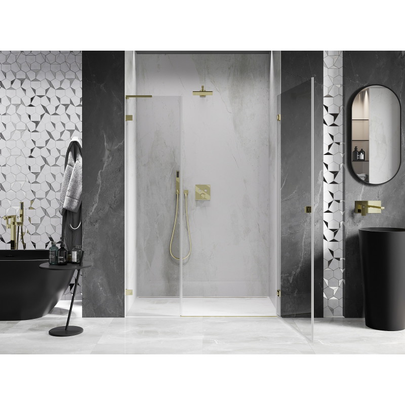 Mexen Lunar-B L porte de douche pivotante droite 150 cm, transparent, doré - 832SL-150-050-50-00-P