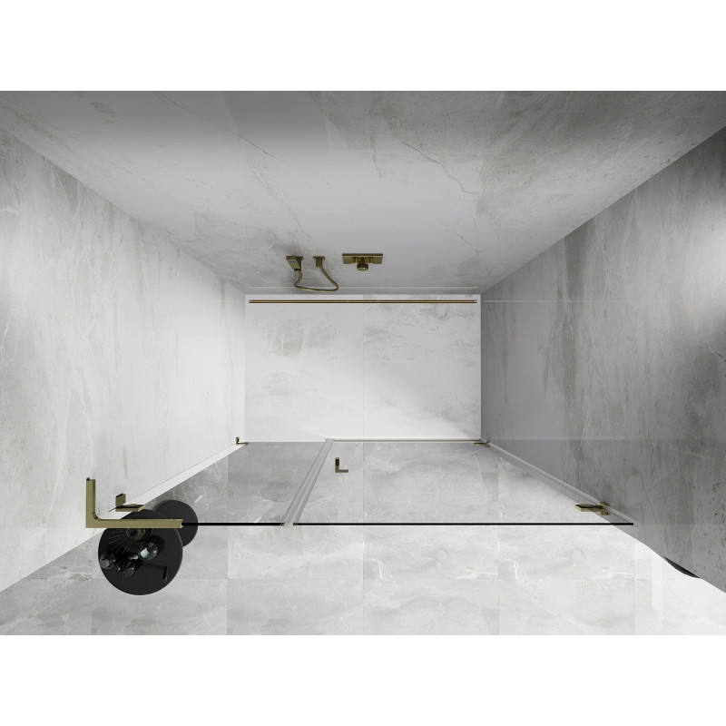 Mexen Lunar-B L porte de douche pivotante droite 150 cm, transparent, doré - 832SL-150-050-50-00-P