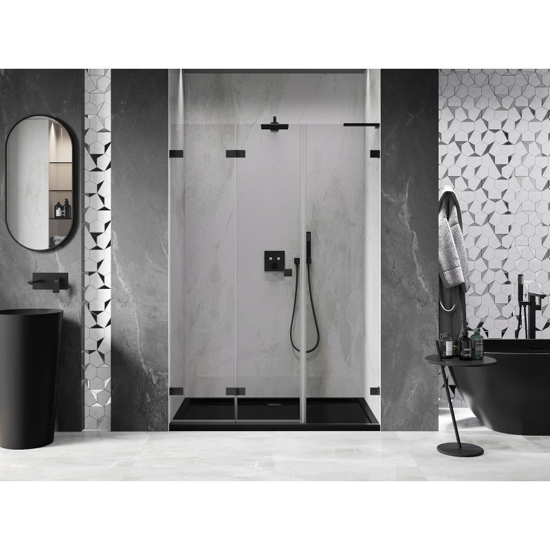 Mexen Lunar-F L porte de douche pliante gauche 110 cm, transparent, noir - 836SL-110-050-70-00-L