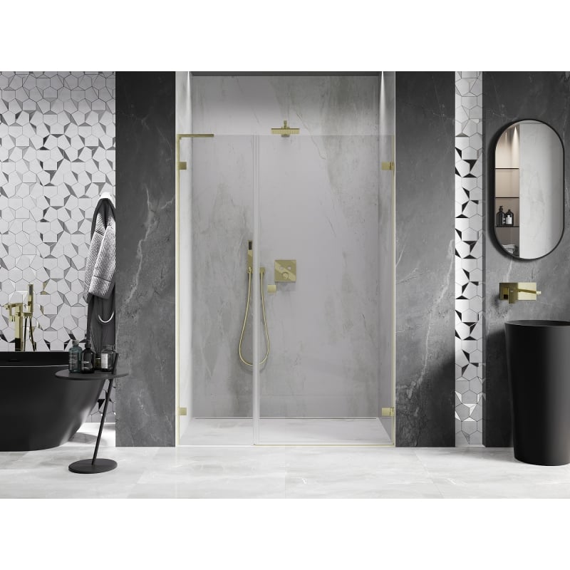 Mexen Lunar-B L porte de douche pivotante droite 120 cm, transparent, or brossé - 832SL-120-050-55-00-P