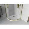 Mexen Rio cabine de douche semi-circulaire 80 x 80 cm, givrée, or + receveur Flat, blanc - 863-080-080-50-30-4110G