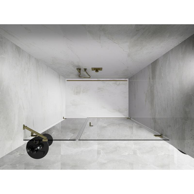 Mexen Lunar-B porte de douche pivotante droite 145 cm, transparent, or brossé - 832S-145-050-55-00-P