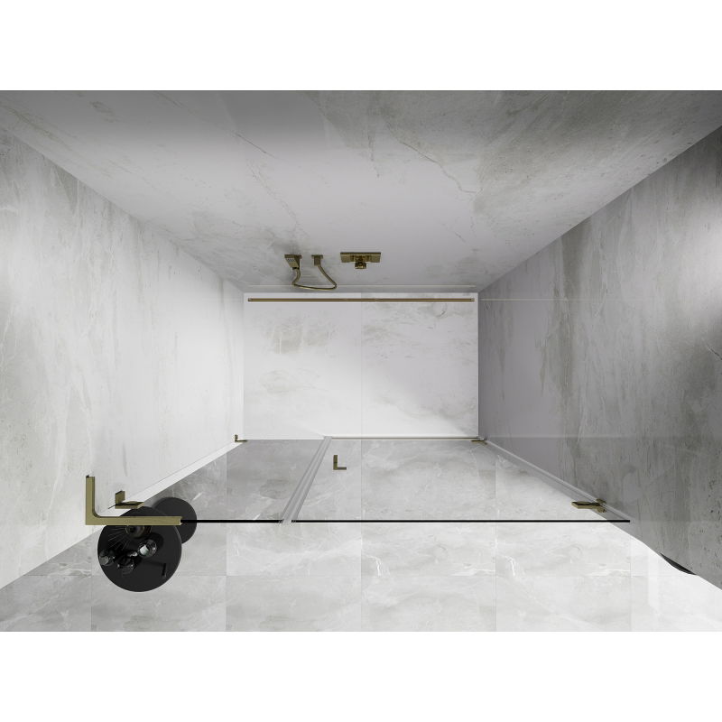 Mexen Lunar-B L porte de douche pivotante droite 140 cm, transparent, or brossé - 832SL-140-050-55-00-P