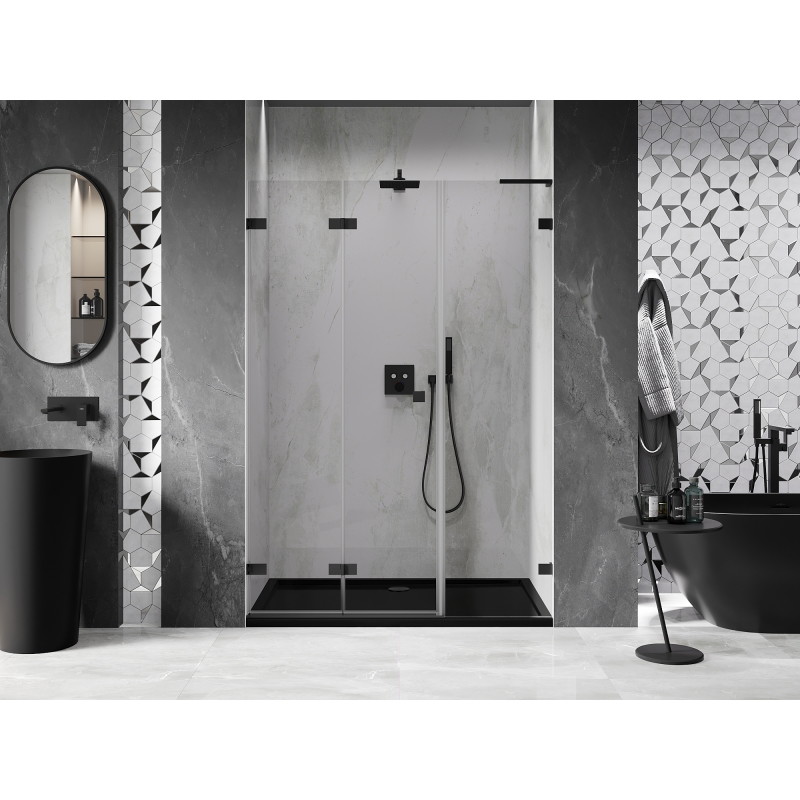 Mexen Lunar-F L porte de douche pliante gauche 115 cm, transparent, noir - 836SL-115-050-70-00-L