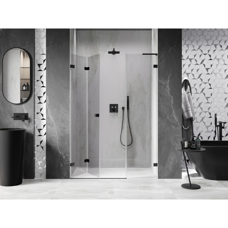 Mexen Lunar-F L porte de douche pliante gauche 115 cm, transparent, noir - 836SL-115-050-70-00-L